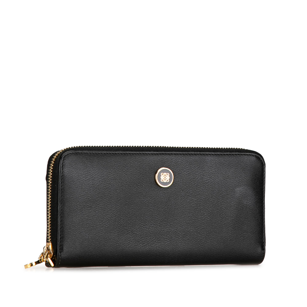 Anagram Leather Long Wallet Black - Gaby Paris