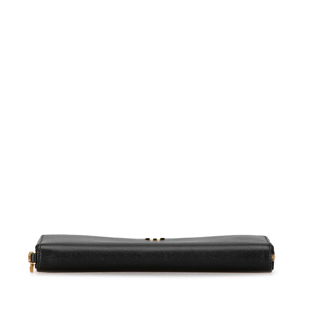 Anagram Leather Long Wallet Black - Gaby Paris