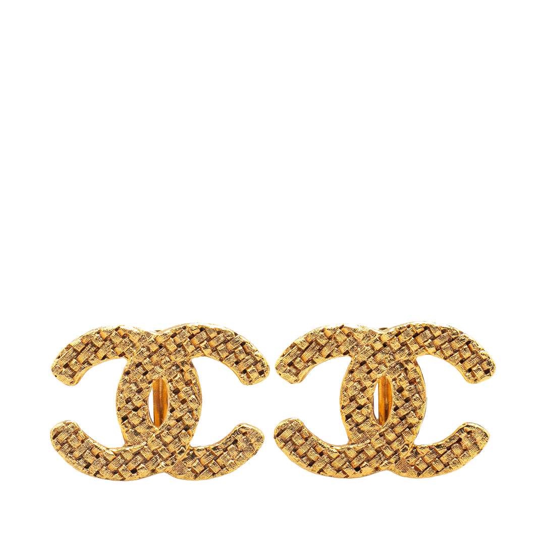 Gold Plated CC Woven Clip On Earrings Gold - Gaby Paris