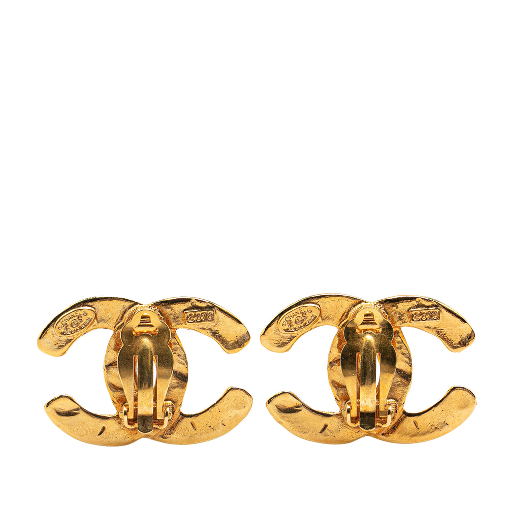 Gold Plated CC Woven Clip On Earrings Gold - Gaby Paris