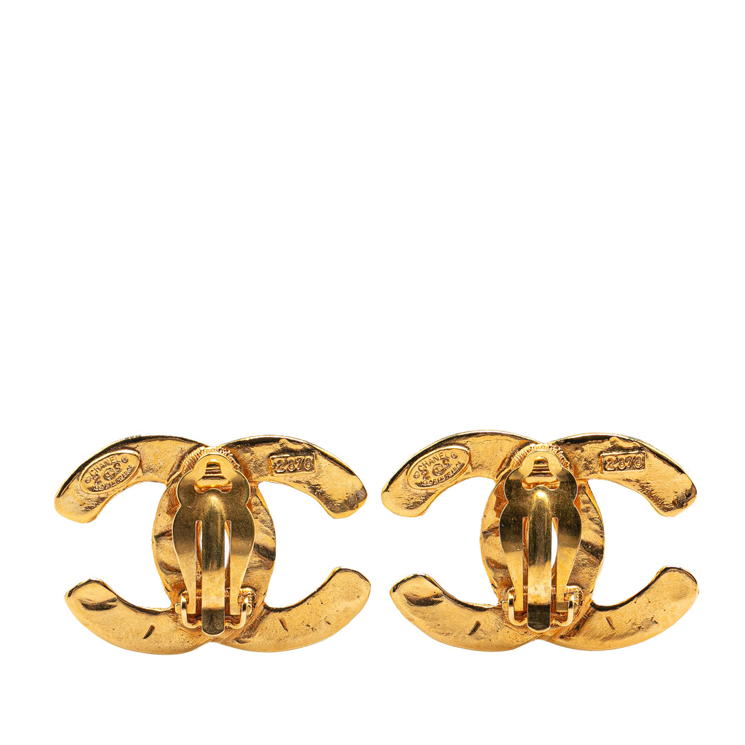 Gold Plated CC Woven Clip On Earrings Gold - Gaby Paris
