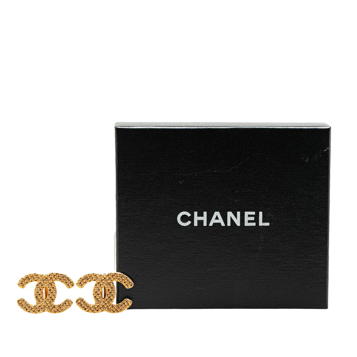 Gold Plated CC Woven Clip On Earrings Gold - Gaby Paris