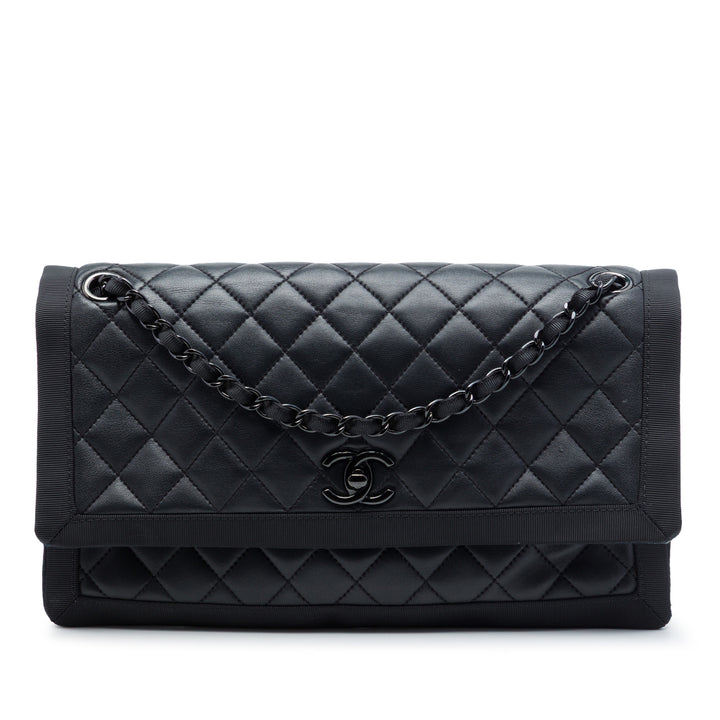 Chanel CC Matelassé Cuir d’agneau et Grosgrain So à rabat