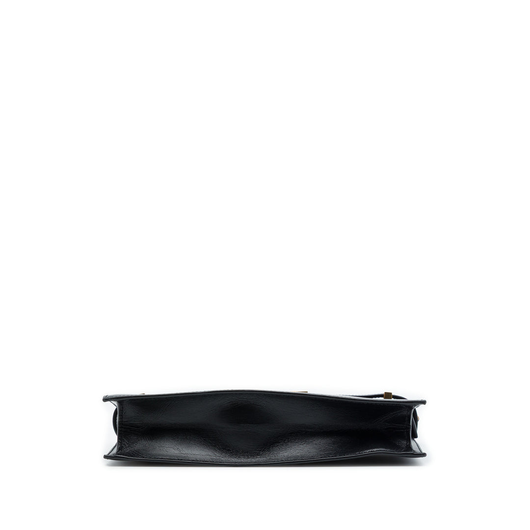 Saint Laurent Manhattan Pochette avec chaîne Cuir de veau lisse Noir – vue 3 – GABY PARIS