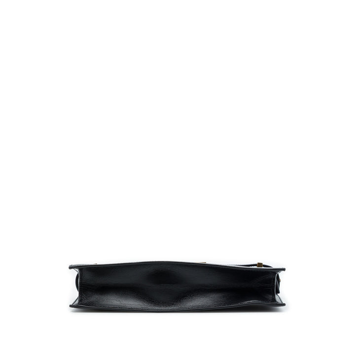 Saint Laurent Manhattan Pochette avec chaîne Cuir de veau lisse Noir – vue 3 – GABY PARIS