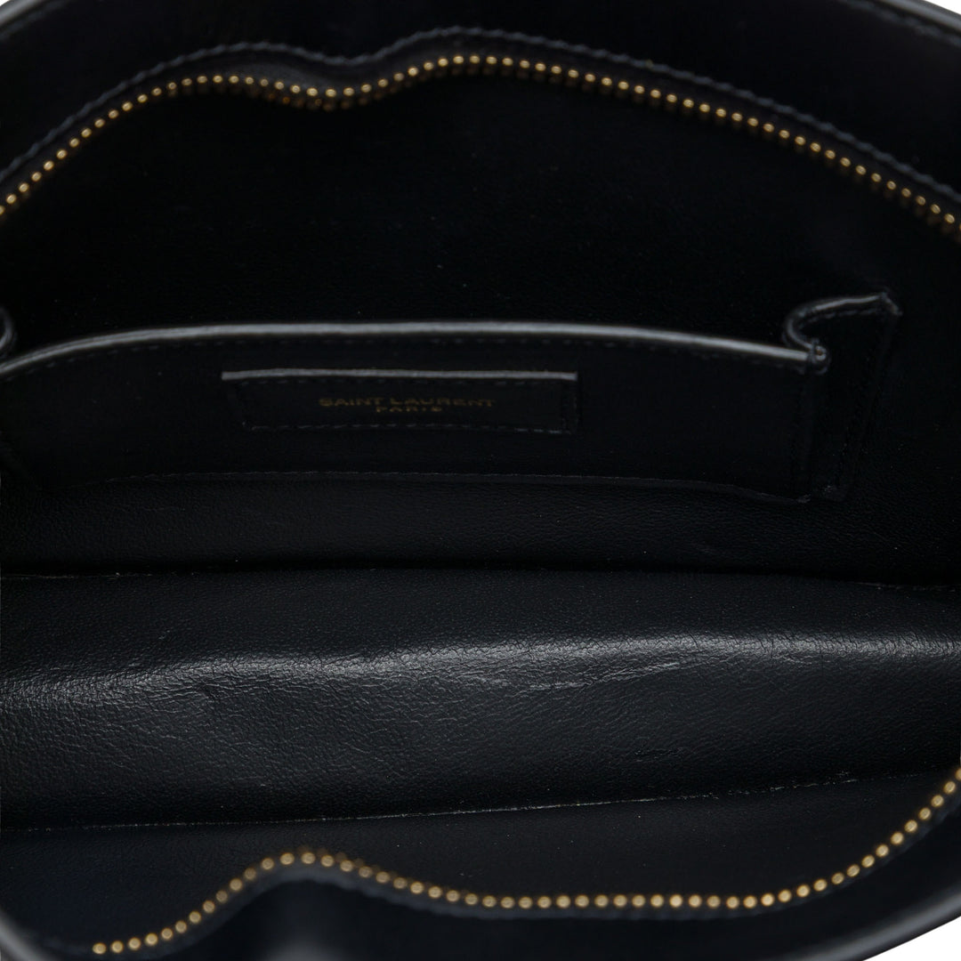 Saint Laurent Manhattan Pochette avec chaîne Cuir de veau lisse Noir – vue 4 – GABY PARIS