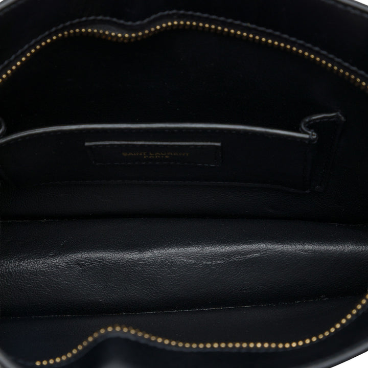 Saint Laurent Manhattan Pochette avec chaîne Cuir de veau lisse Noir – vue 4 – GABY PARIS