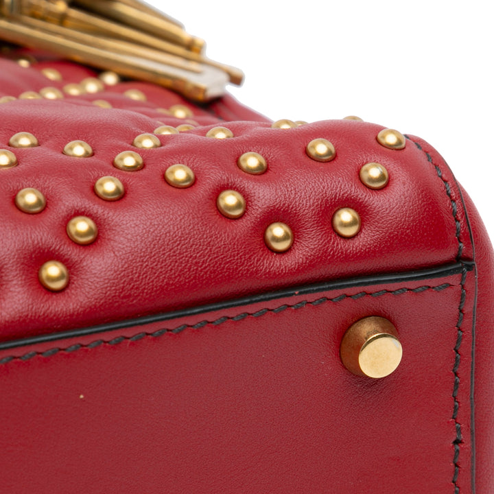 Mini Lambskin Cannage Studded Supple Lady Dior Red - Gaby Paris