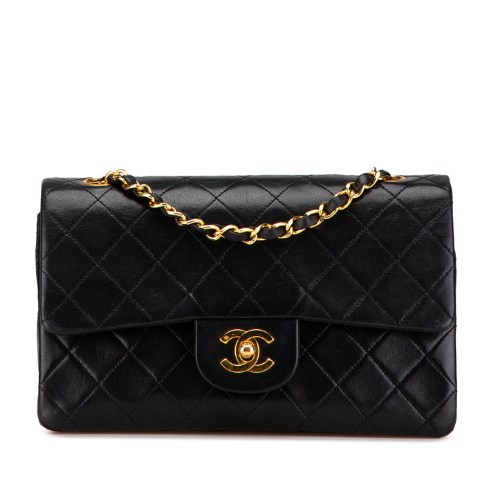 Small Classic Lambskin Double Flap Black - Gaby Paris