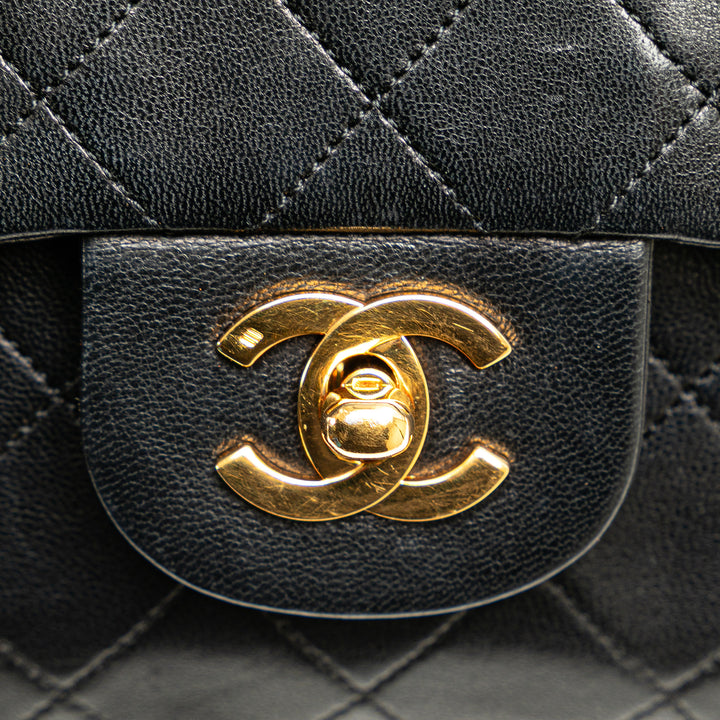 Small Classic Lambskin Double Flap Black - Gaby Paris