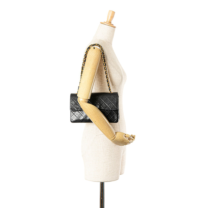 Small Classic Lambskin Double Flap Black - Gaby Paris