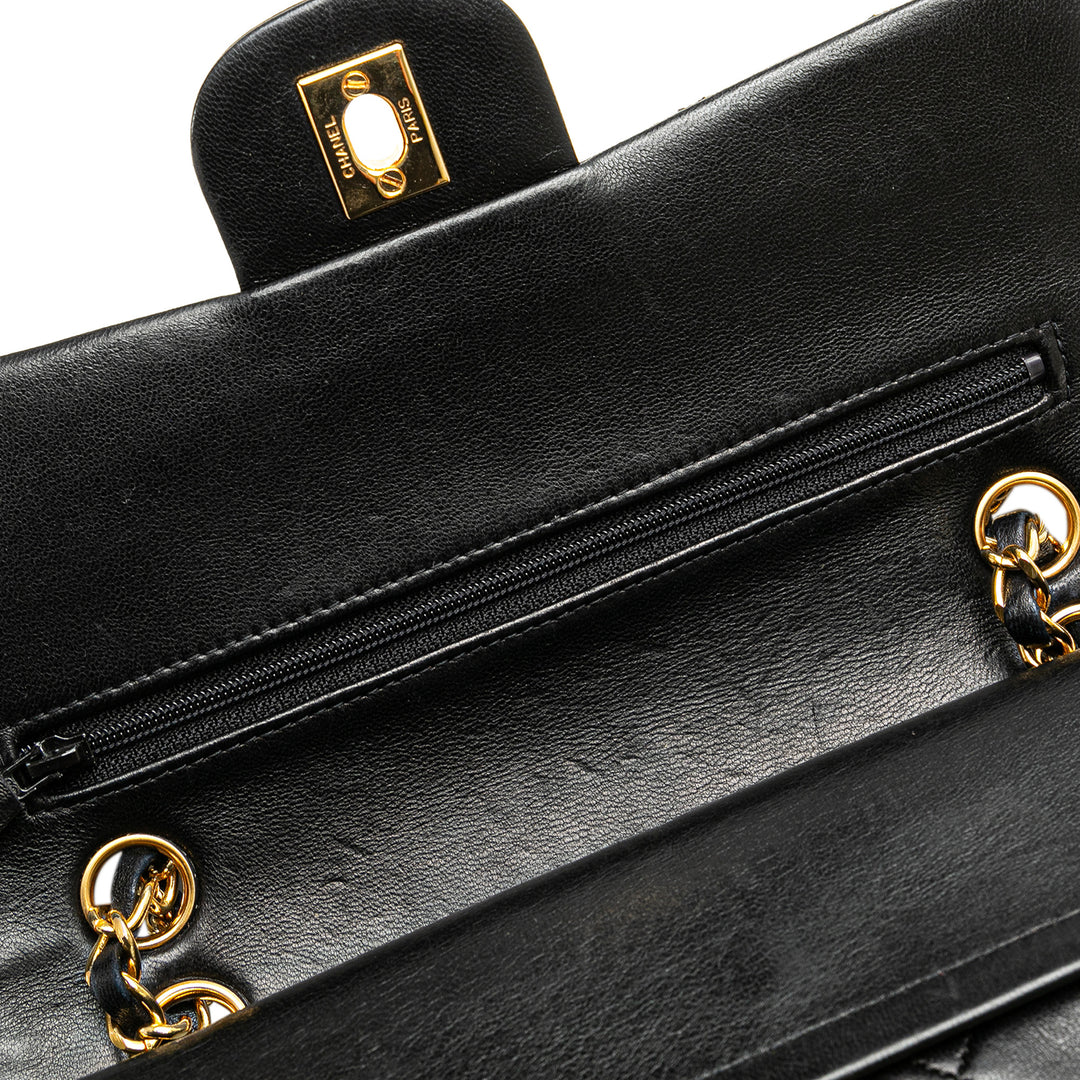 Small Classic Lambskin Double Flap Black - Gaby Paris