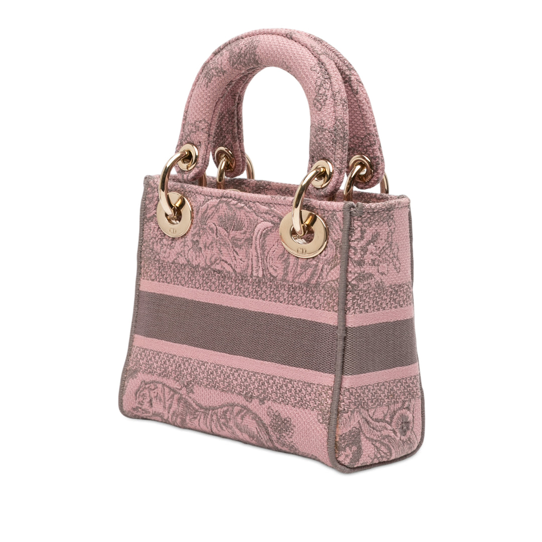 Dior Mini brodé Toile Toile De Jouy Lady D Lite