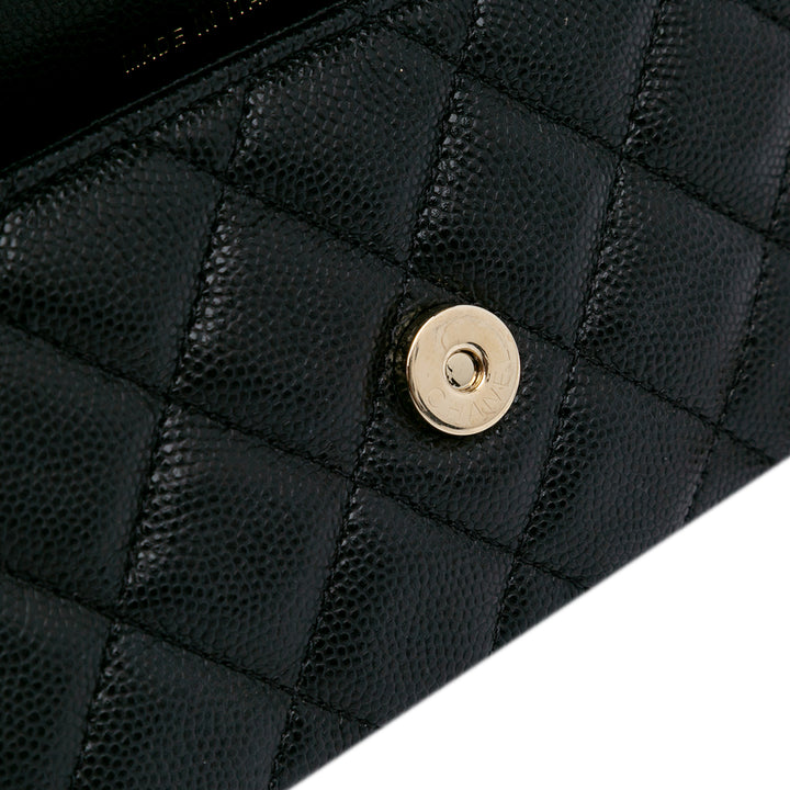 CC Quilted Caviar Flap Phone Holder Wallet on Chain Black - Gaby Paris