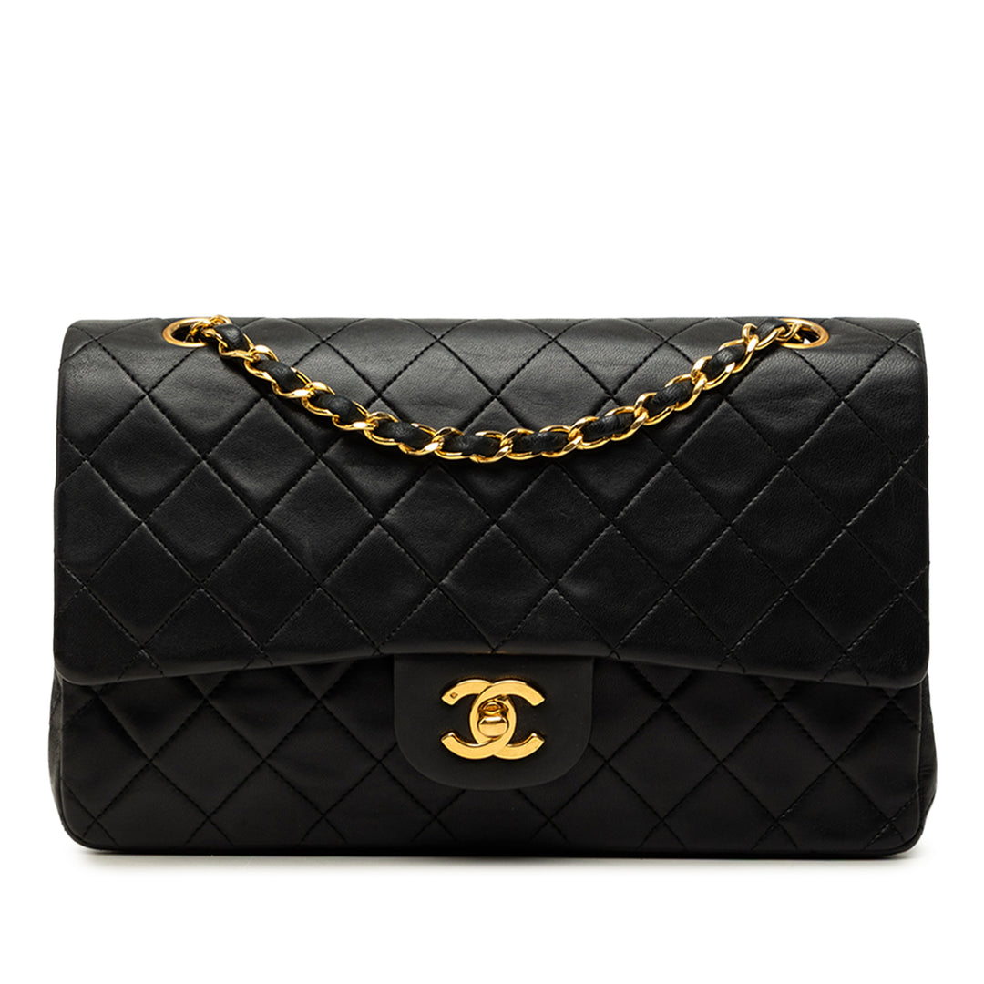 Classic Double rabat Moyen Cuir d'agneau Noir