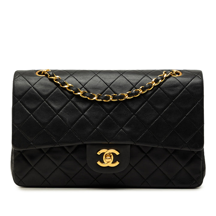 Classic Double rabat Moyen Cuir d'agneau Noir