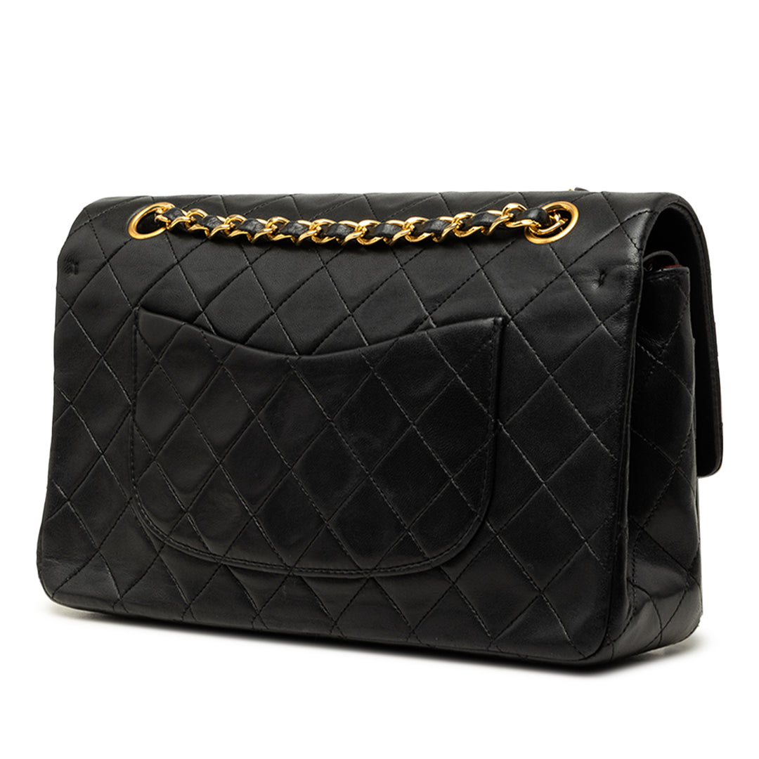 Classic Double rabat Moyen Cuir d'agneau Noir