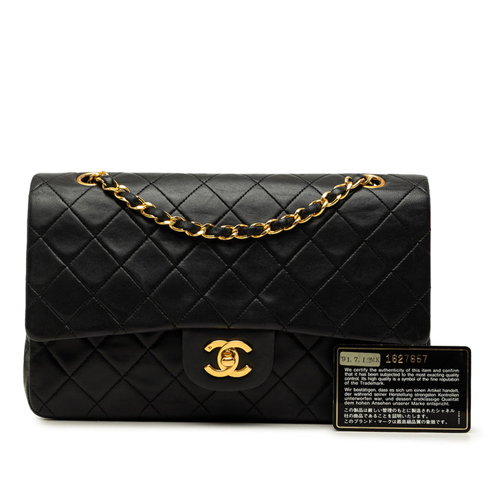 Classic Double rabat Moyen Cuir d'agneau Noir