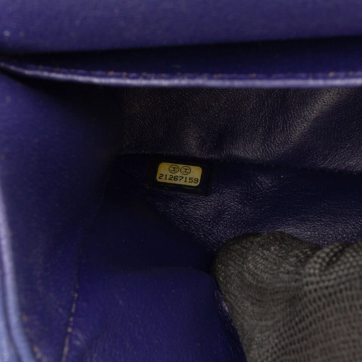 Chanel Medium Classic Chevron Cuir d’agneau Double rabat Bleu
