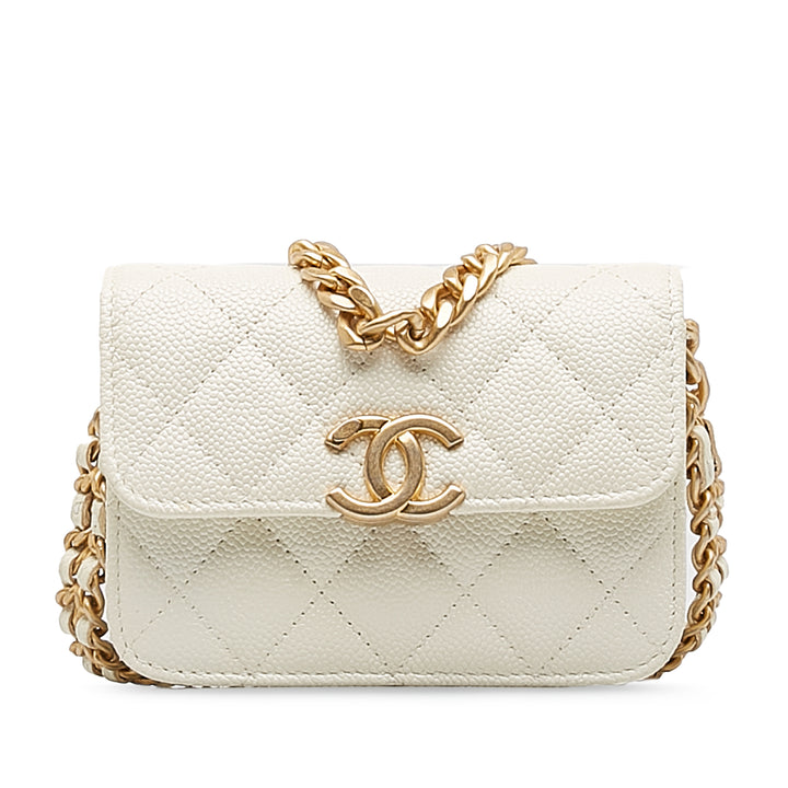 Mini Caviar Flap White - Gaby Paris