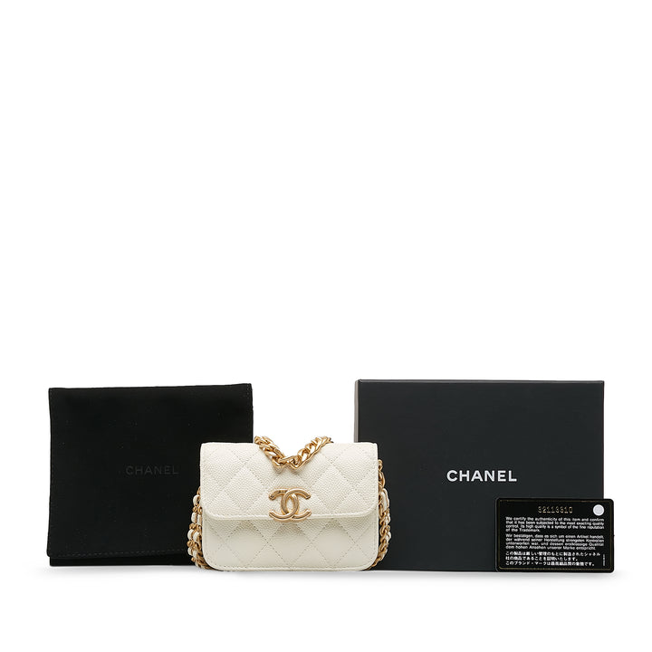 Mini Caviar Flap White - Gaby Paris