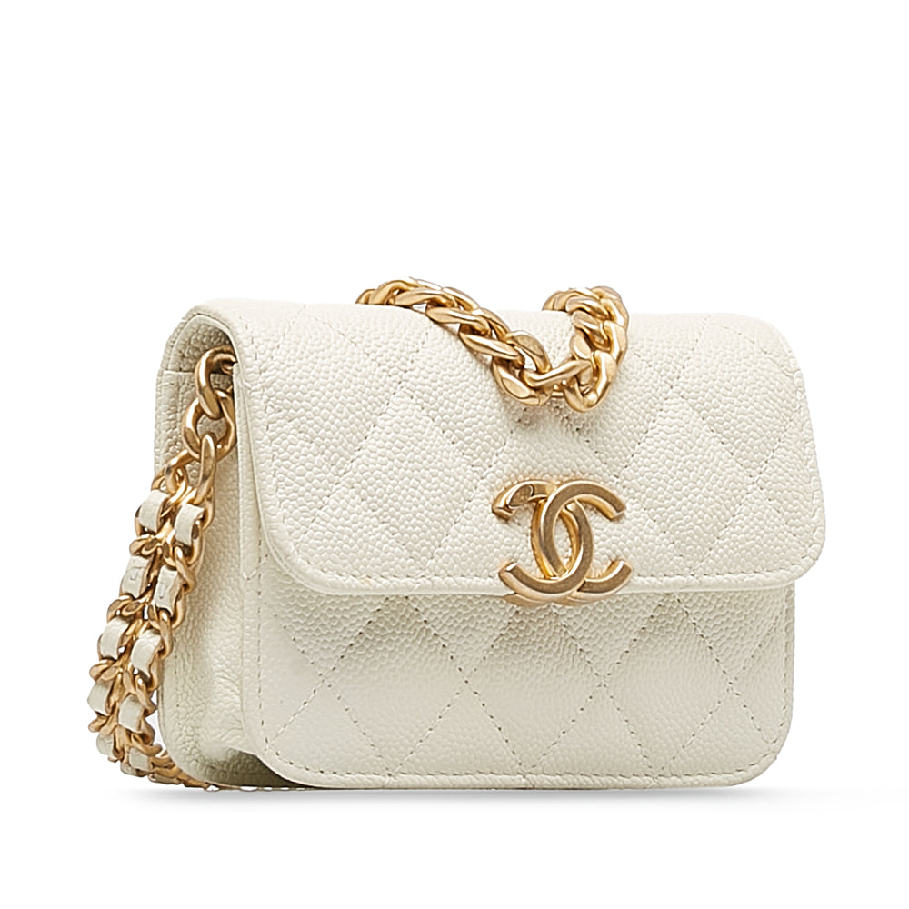 Mini Caviar Flap White - Gaby Paris