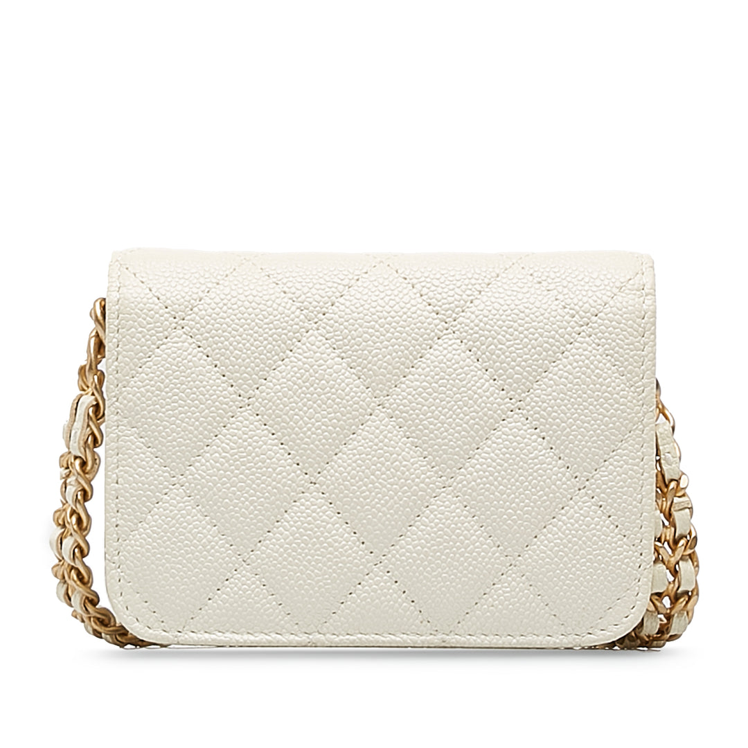Mini Caviar Flap White - Gaby Paris