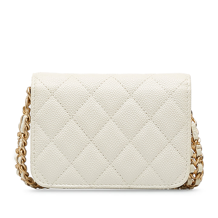 Mini Caviar Flap White - Gaby Paris