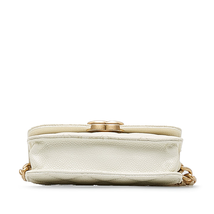 Mini Caviar Flap White - Gaby Paris
