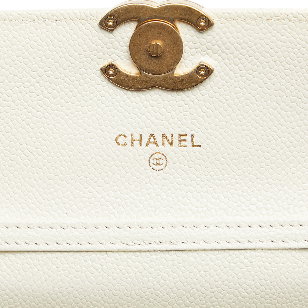 Mini Caviar Flap White - Gaby Paris