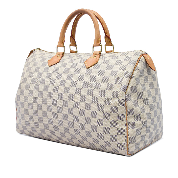 Louis Vuitton Sac à main Speedy 35 Damier Azur Blanc – vue 2 – GABY PARIS