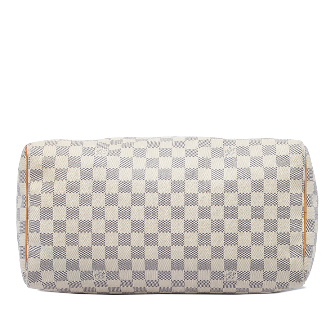 Louis Vuitton Sac à main Speedy 35 Damier Azur Blanc – vue 3 – GABY PARIS