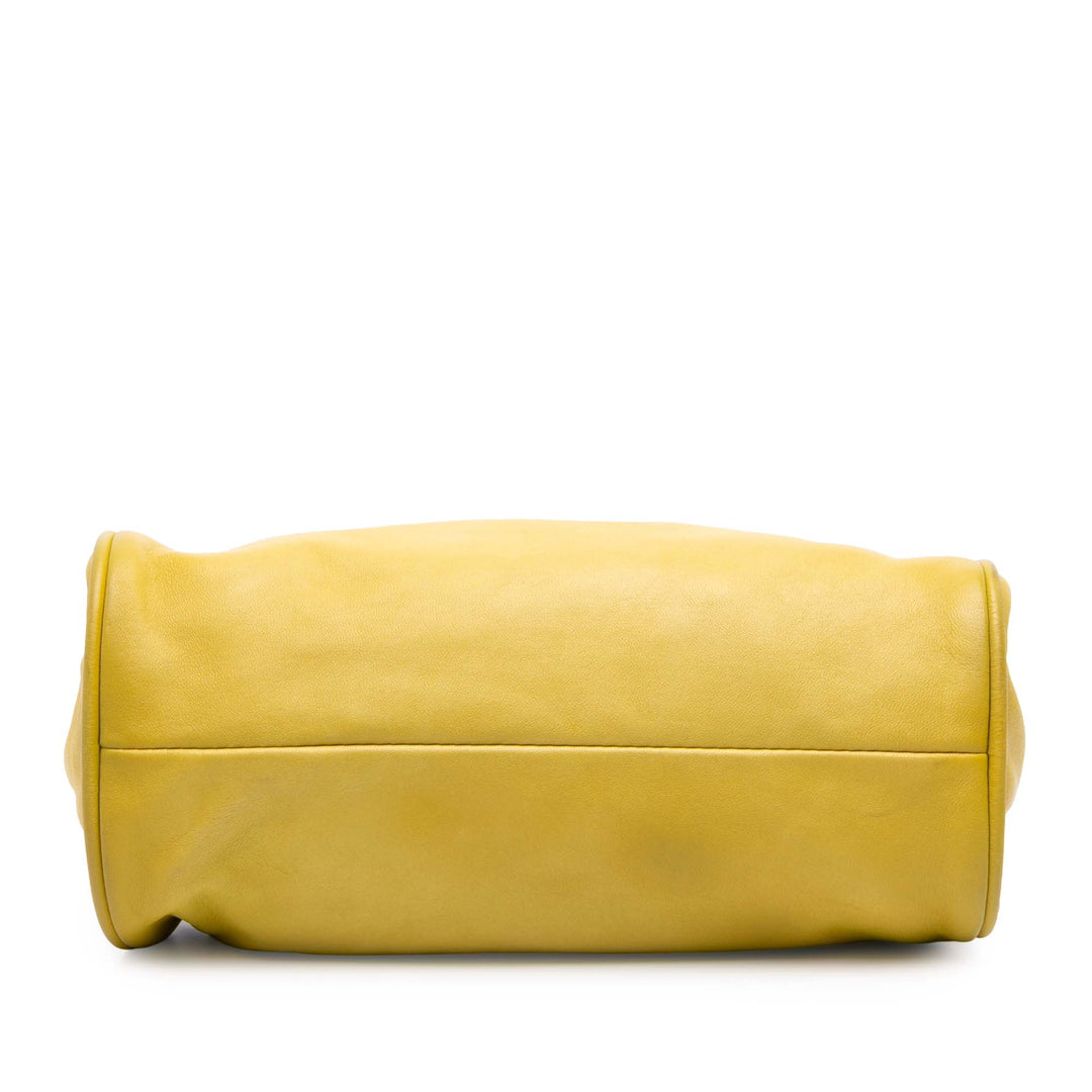 Lambskin Camellia Frame Clutch Yellow - Gaby Paris