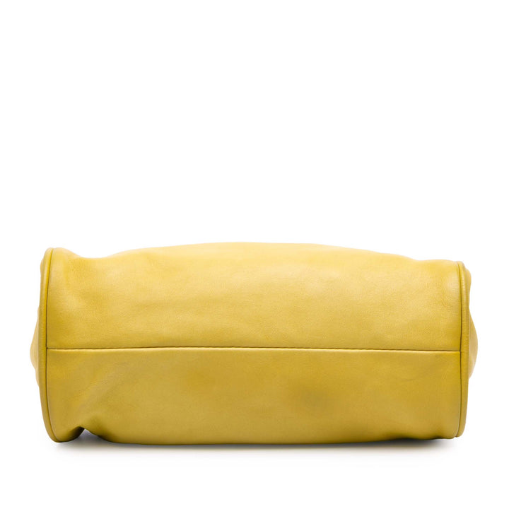 Lambskin Camellia Frame Clutch Yellow - Gaby Paris