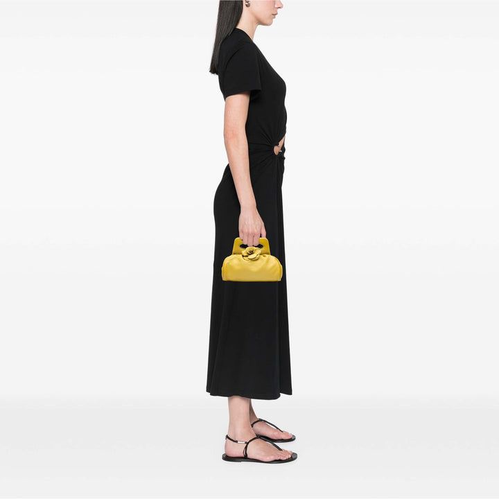 Lambskin Camellia Frame Clutch Yellow - Gaby Paris
