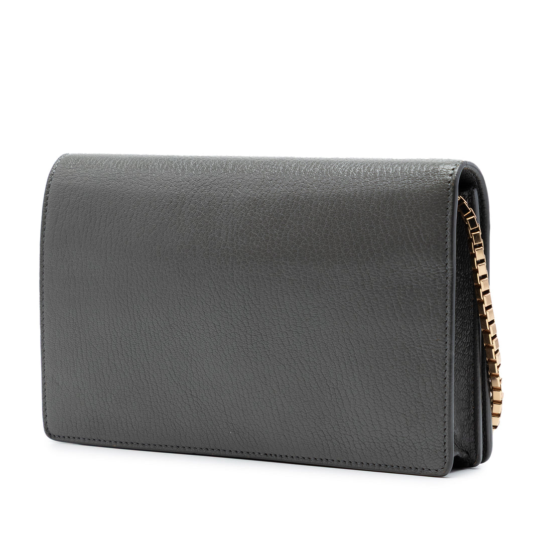 Balenciaga Cuir de chèvre Motocross Metallic Edge Wallet on Chain