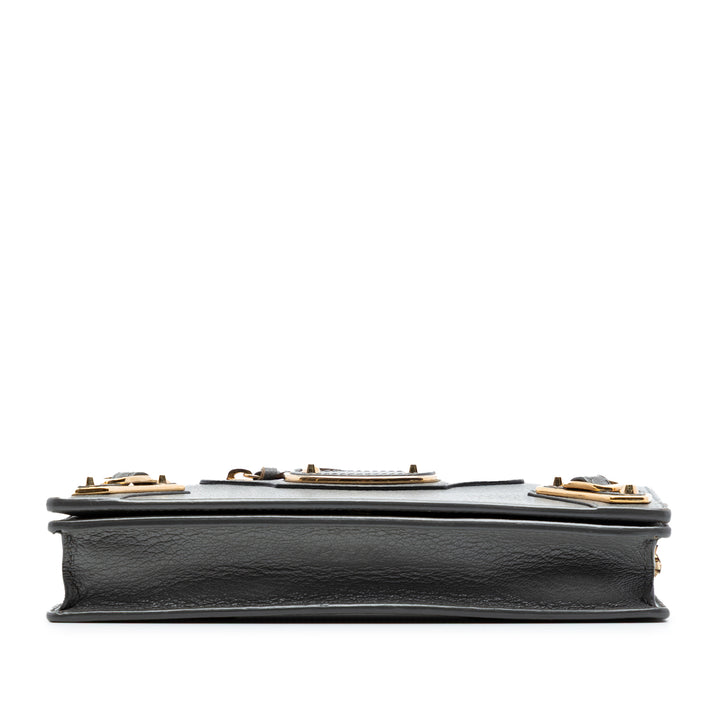 Balenciaga Cuir de chèvre Motocross Metallic Edge Wallet on Chain