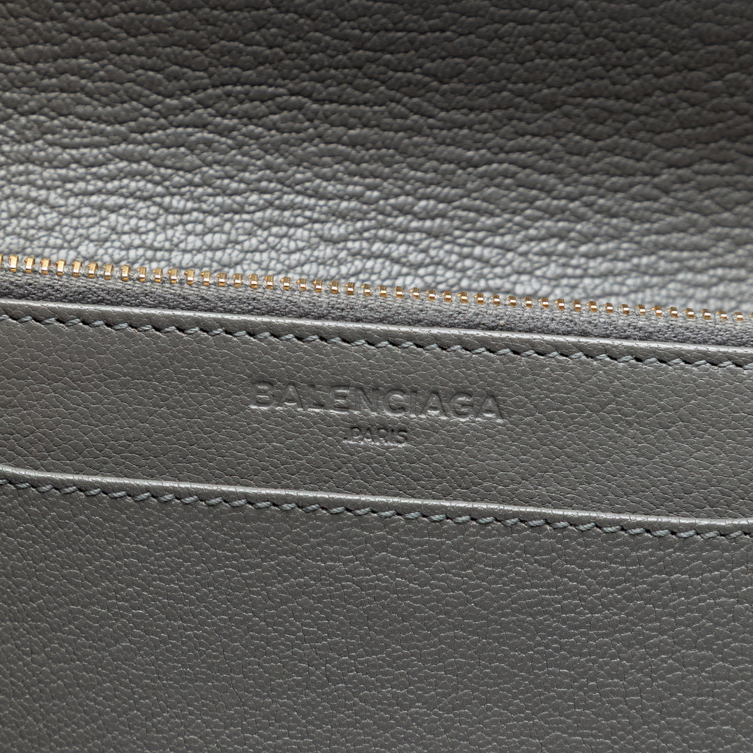 Balenciaga Cuir de chèvre Motocross Metallic Edge Wallet on Chain