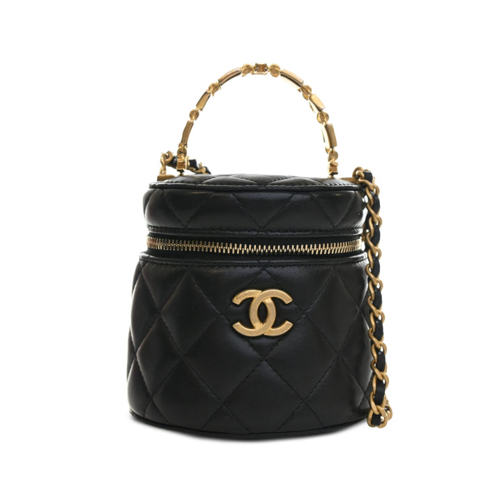 Chanel CC Vanity avec chaîne Cuir d'agneau Noir – vue principale – GABY PARIS