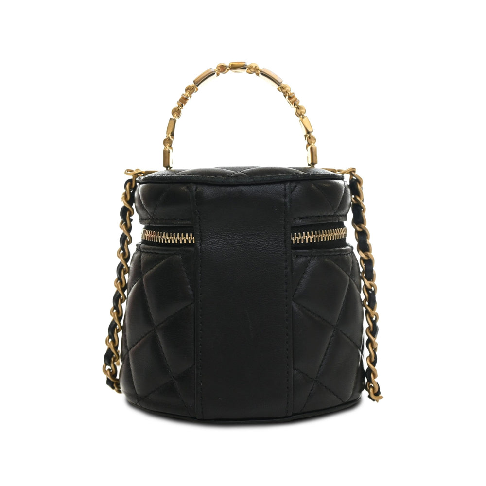 Chanel CC Vanity avec chaîne Cuir d'agneau Noir – vue 3 – GABY PARIS
