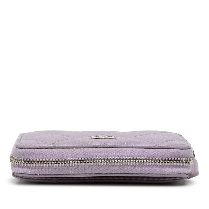 Chanel CC Matelassé Compact Zippé Porte-monnaie Cuir caviar Violet – vue 3 – GABY PARIS