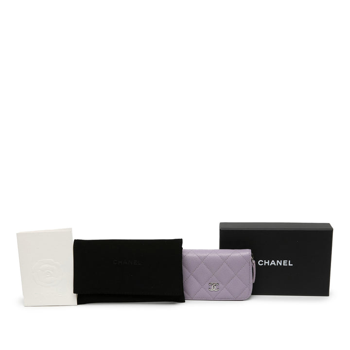 Chanel CC Matelassé Compact Zippé Porte-monnaie Cuir caviar Violet – vue 6 – GABY PARIS