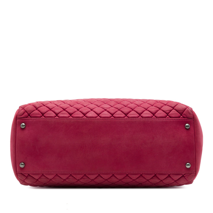 Matelassé Irisé New Bubble Cabas Grand Cuir de veau Rouge