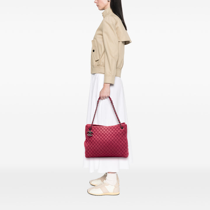 Matelassé Irisé New Bubble Cabas Grand Cuir de veau Rouge