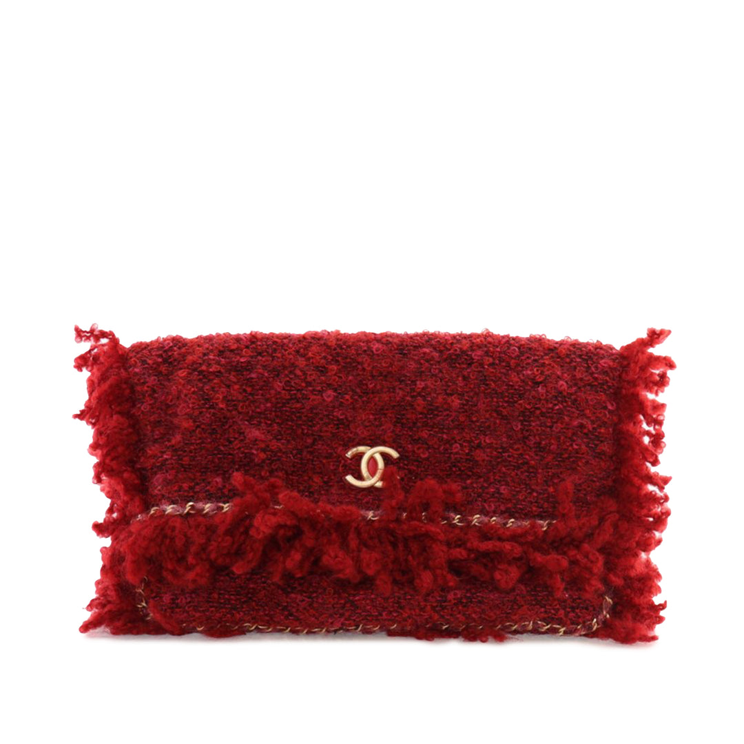 Tweed Fringe Paris Cosmopolite Clutch Red - Gaby Paris