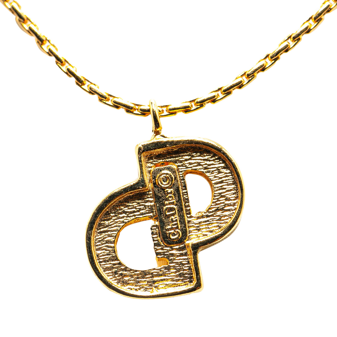 Gold Plated CD Logo Rhinestone Necklace Gold - Gaby Paris