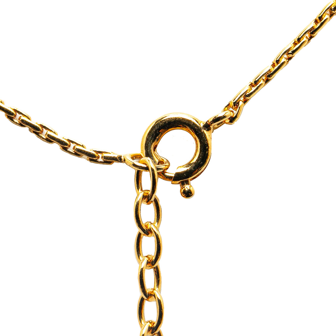 Gold Plated CD Logo Rhinestone Necklace Gold - Gaby Paris