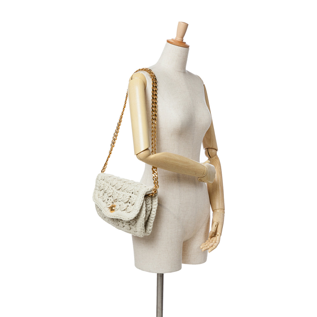 Jersey Crochet Shoulder Bag Brown - Gaby Paris