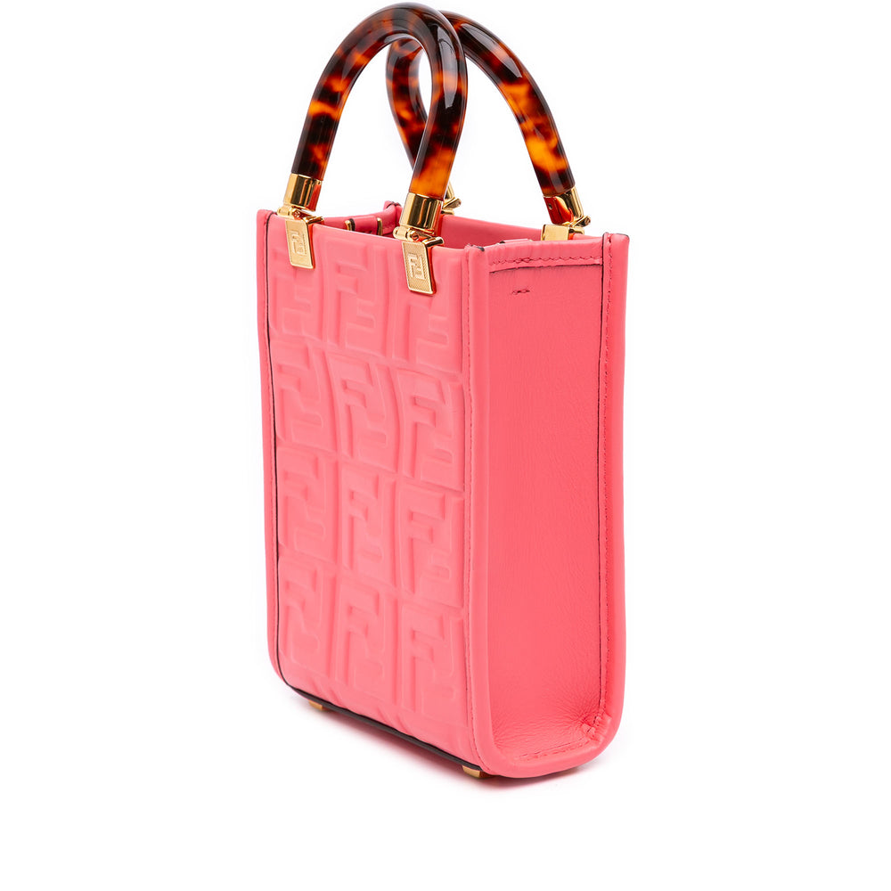 Fendi Cabas Zucca embossé Sunshine Mini Rose – vue 2 – GABY PARIS