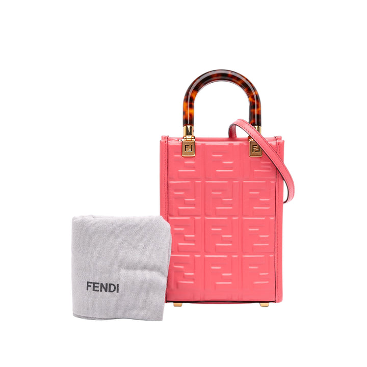 Fendi Cabas Zucca embossé Sunshine Mini Rose – vue 7 – GABY PARIS